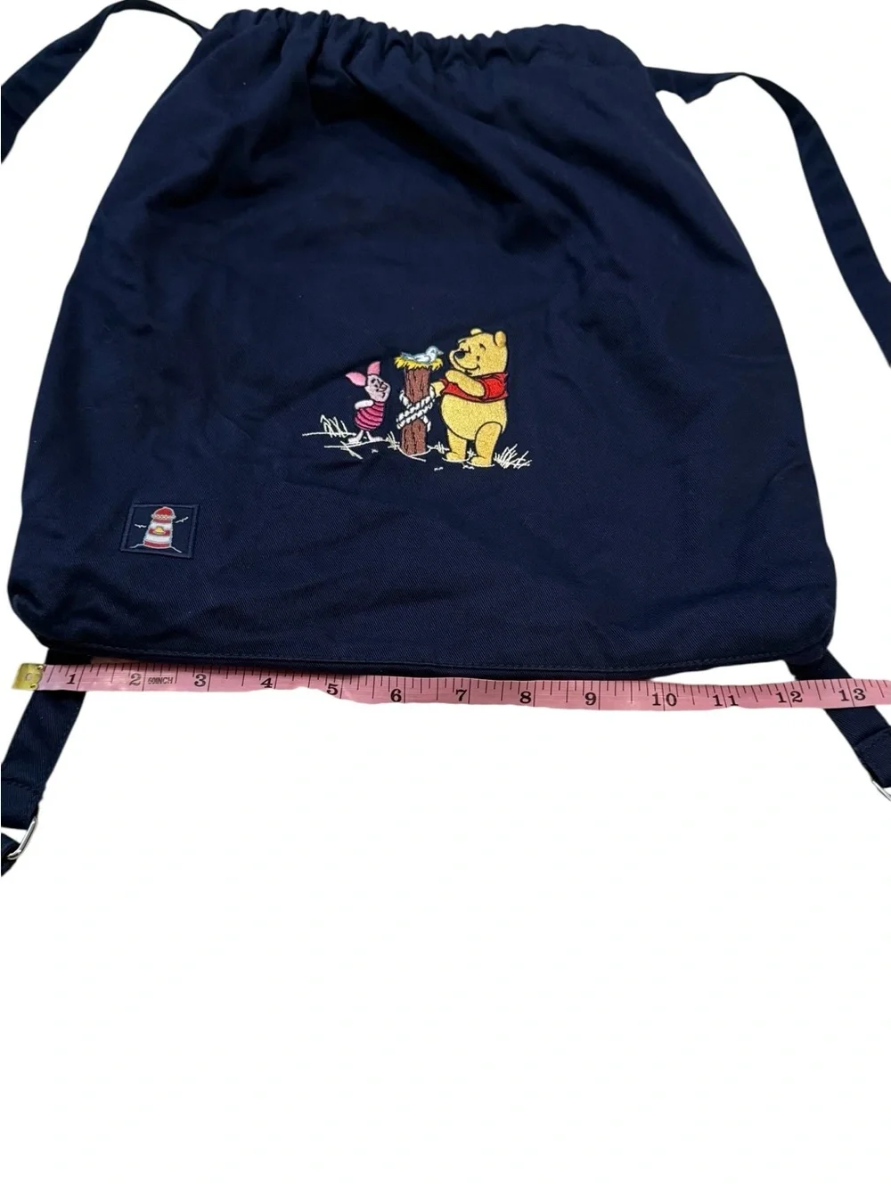 Disney Store Winnie The Pooh Piglet Navy Drawstring Backpack Embroidered Bag